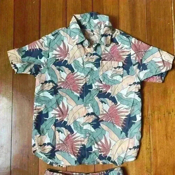 Wonder Nation 3T Boys Tropical Matching Set shirt and shorts Linen Blend - Picture 3 of 7